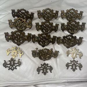 15 Pcs French Provincial Vintage Antique Brass Drawer Pull Hardware Decorative